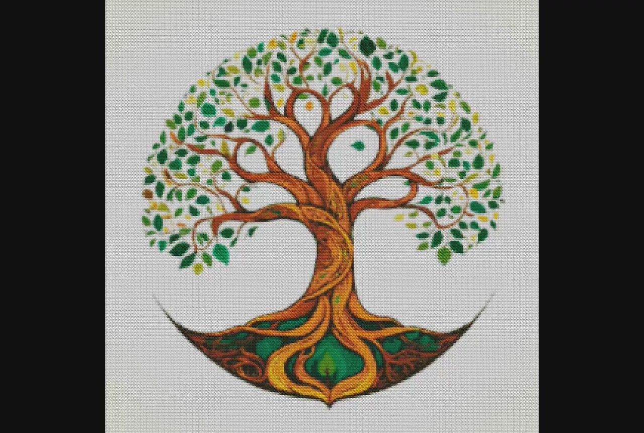 Celtic-Norse Tree of Life Viking Cross Stitch Pattern: Printable Embroidery PDF for Beginners