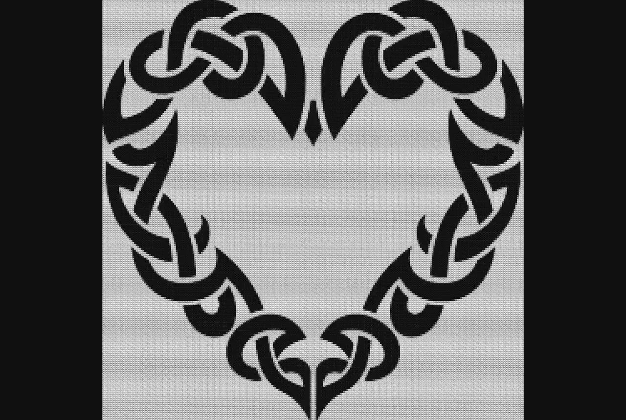 Viking Runes Celtic Heart Cross Stitch Pattern: Beginner-Friendly Norse Embroidery PDF for X-Stitch Enthusiasts