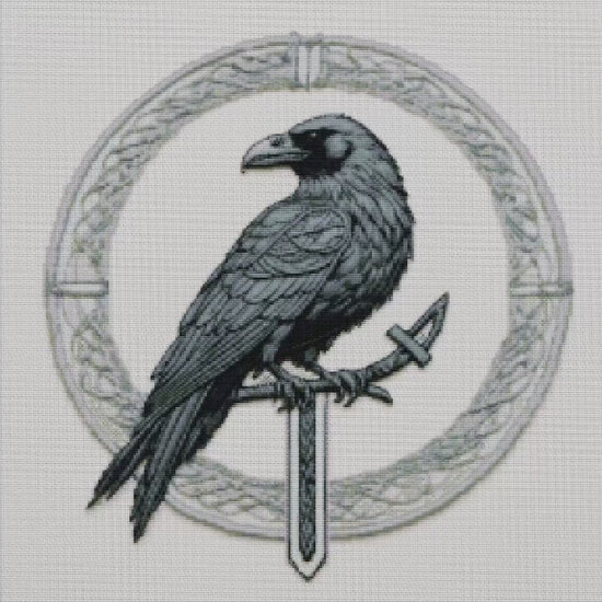 Celtic-Norse Crow Viking Cross Stitch Pattern: Printable Embroidery PDF for Beginners